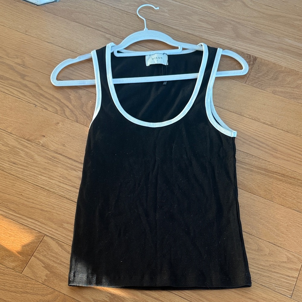 DISSH Black Tank Top with White Trim